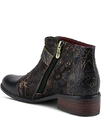 L'ARTISTE Georgiana Hand Painted Leather Buckle Hardware Strap Booties