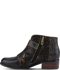 L'ARTISTE Georgiana Hand Painted Leather Buckle Hardware Strap Booties