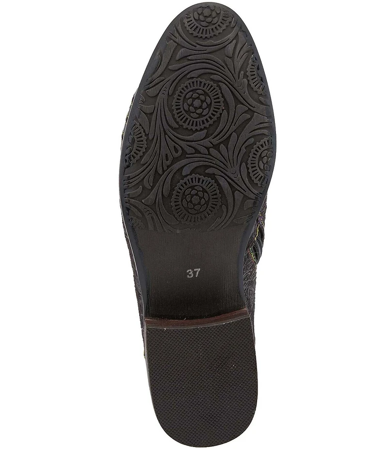 L'ARTISTE Georgiana Hand Painted Leather Buckle Hardware Strap Booties