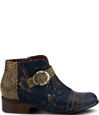 L'ARTISTE Georgiana Hand Painted Leather Buckle Hardware Strap Booties