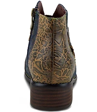 L'ARTISTE Georgiana Hand Painted Leather Buckle Hardware Strap Booties