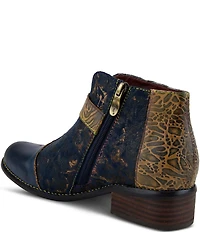 L'ARTISTE Georgiana Hand Painted Leather Buckle Hardware Strap Booties