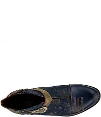 L'ARTISTE Georgiana Hand Painted Leather Buckle Hardware Strap Booties
