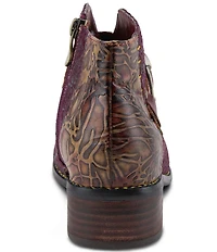 L'ARTISTE Georgiana Hand Painted Leather Buckle Hardware Strap Booties
