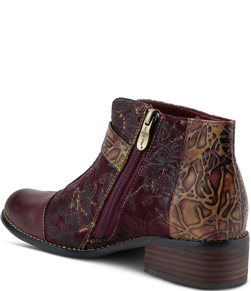L'ARTISTE Georgiana Hand Painted Leather Buckle Hardware Strap Booties
