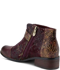 L'ARTISTE Georgiana Hand Painted Leather Buckle Hardware Strap Booties