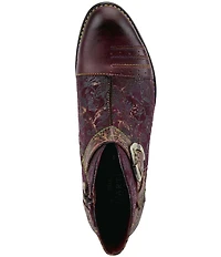 L'ARTISTE Georgiana Hand Painted Leather Buckle Hardware Strap Booties