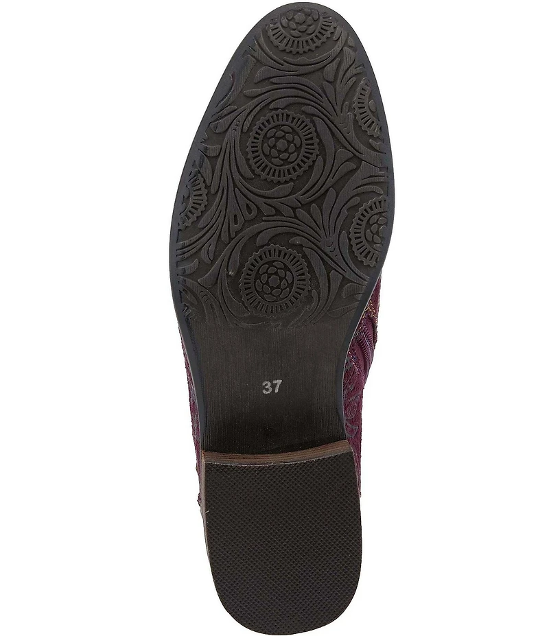 L'ARTISTE Georgiana Hand Painted Leather Buckle Hardware Strap Booties