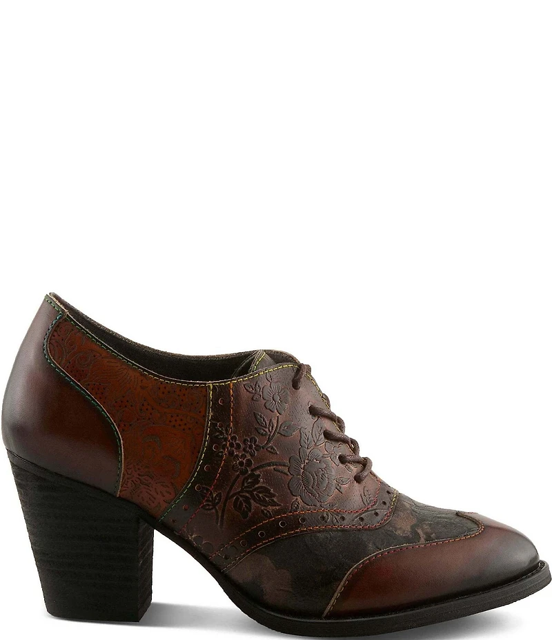 L'Artiste Ghita Floral Embossed Leather Shooties