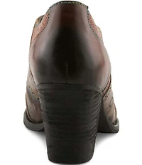 L'Artiste Ghita Floral Embossed Leather Shooties