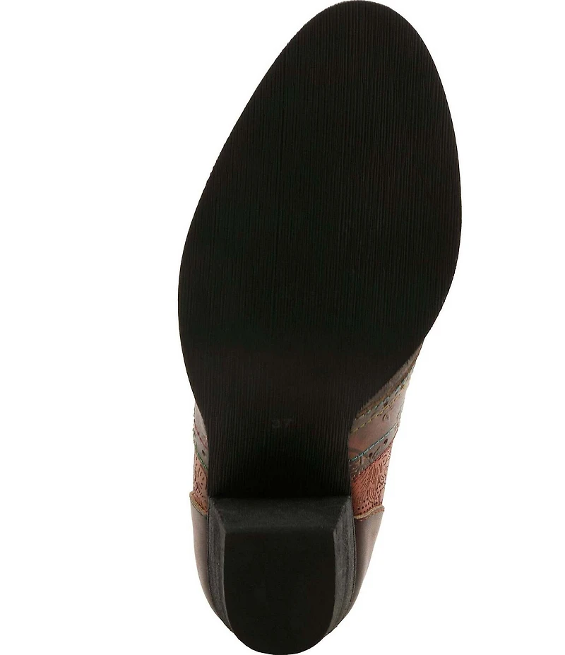 L'Artiste Ghita Floral Embossed Leather Shooties