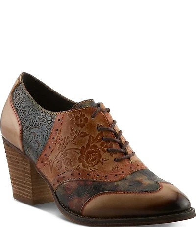 L'Artiste Ghita Floral Embossed Leather Shooties