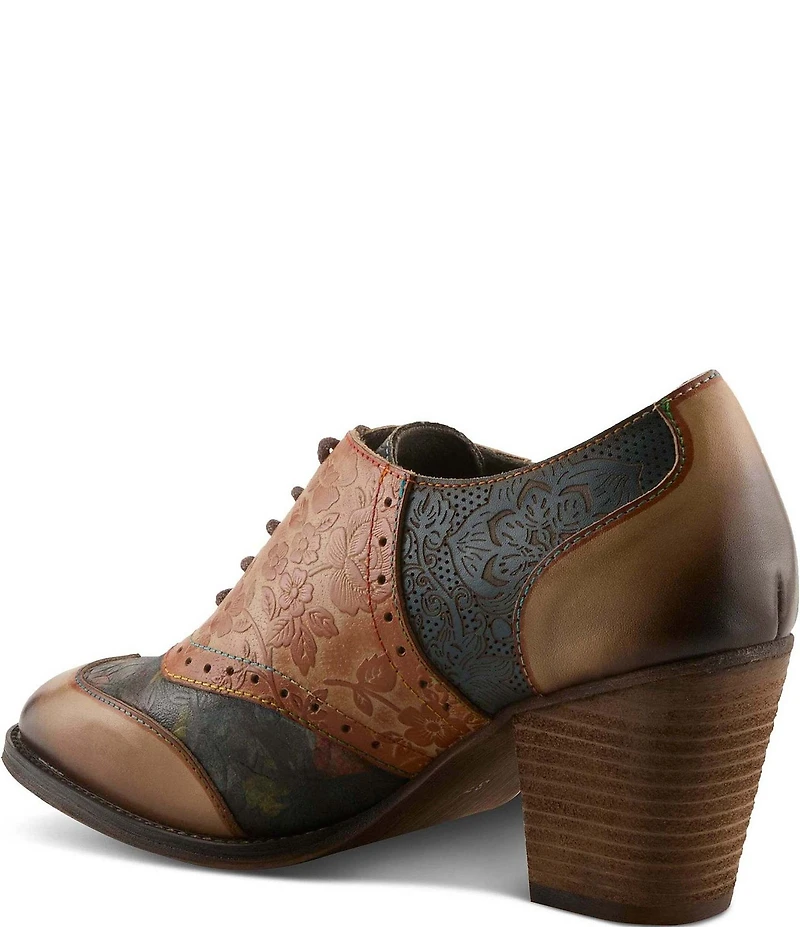 L'Artiste Ghita Floral Embossed Leather Shooties