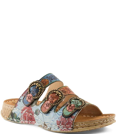 L'ARTISTE Gottahave Floral Embossed Leather Slide Sandals