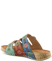 L'ARTISTE Gottahave Floral Embossed Leather Slide Sandals