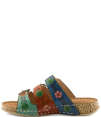 L'ARTISTE Gottahave Floral Embossed Leather Slide Sandals