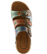 L'ARTISTE Gottahave Floral Embossed Leather Slide Sandals