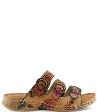 L'ARTISTE Gottahave Floral Embossed Leather Slide Sandals