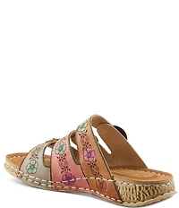 L'ARTISTE Gottahave Floral Embossed Leather Slide Sandals