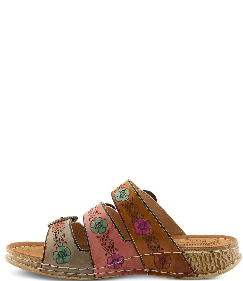 L'ARTISTE Gottahave Floral Embossed Leather Slide Sandals