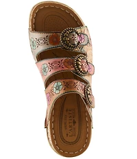 L'ARTISTE Gottahave Floral Embossed Leather Slide Sandals