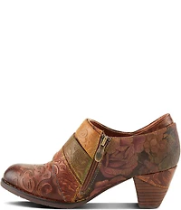 L'ARTISTE Graphic Hand Painted Floral Print Buckled Hardware Straps Shooties
