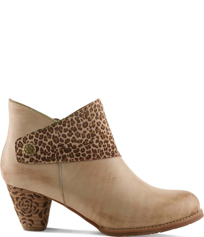 L'Artiste Herekitty Leopard Print Leather Booties