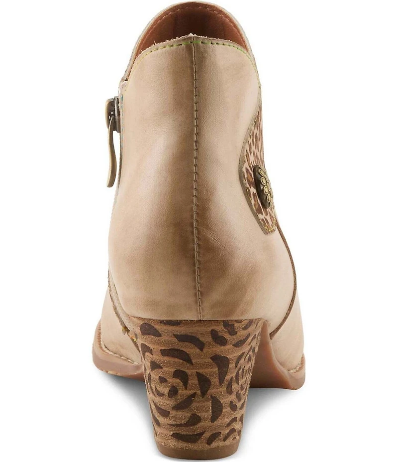 L'Artiste Herekitty Leopard Print Leather Booties