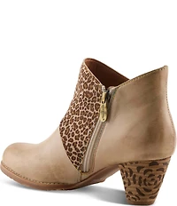 L'Artiste Herekitty Leopard Print Leather Booties