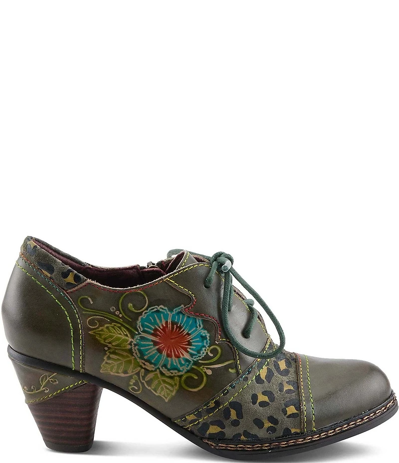 L'ARTISTE Hunteera Leather Floral Embossed Oxford Pumps