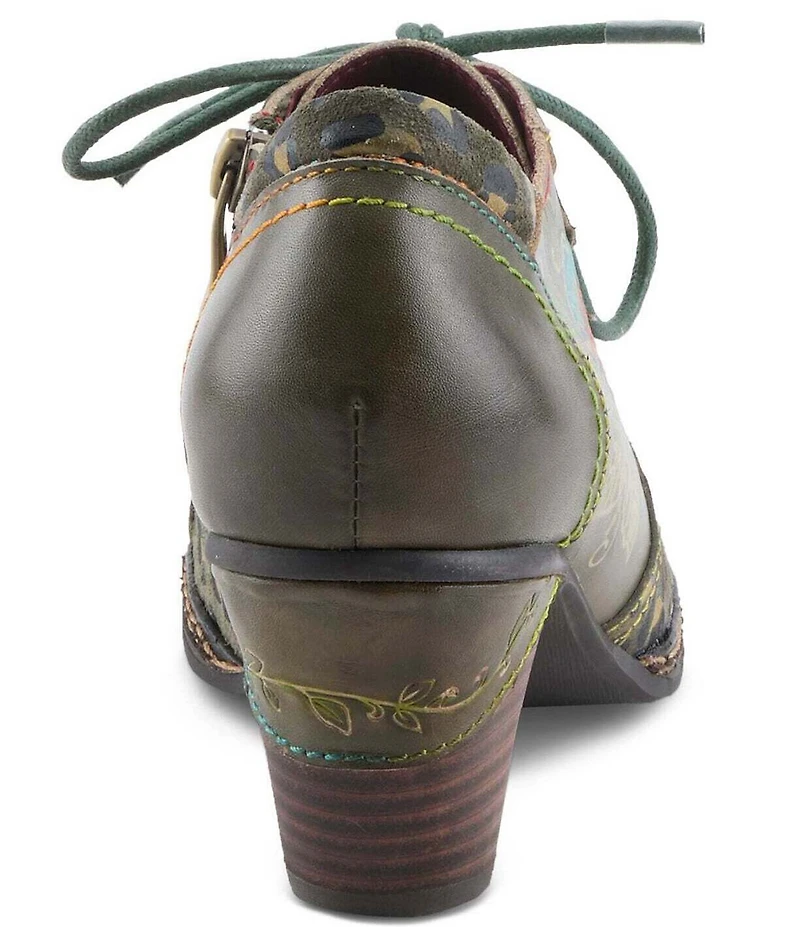 L'ARTISTE Hunteera Leather Floral Embossed Oxford Pumps