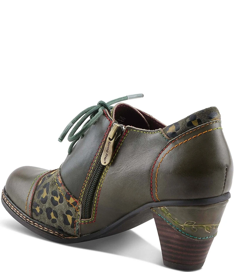 L'ARTISTE Hunteera Leather Floral Embossed Oxford Pumps