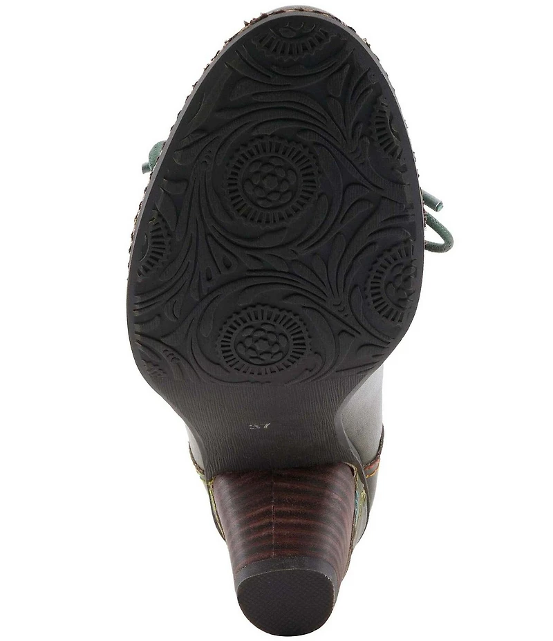 L'ARTISTE Hunteera Leather Floral Embossed Oxford Pumps