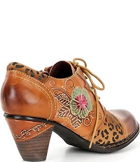 L'ARTISTE Hunteera Leather Floral Embossed Oxford Pumps