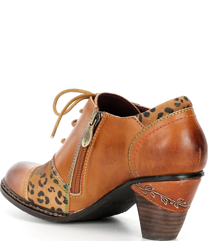 L'ARTISTE Hunteera Leather Floral Embossed Oxford Pumps