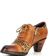 L'ARTISTE Hunteera Leather Floral Embossed Oxford Pumps