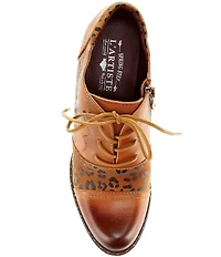 L'ARTISTE Hunteera Leather Floral Embossed Oxford Pumps