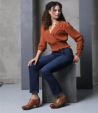 L'ARTISTE Hunteera Leather Floral Embossed Oxford Pumps