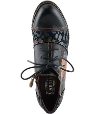 L'ARTISTE Hunteera Leather Floral Embossed Oxford Pumps