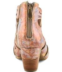 L'ARTISTE Icon-Met Hand-Painted Metallic Laser-Cut Leather Peep Toe Shooties