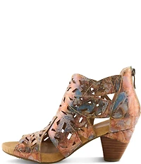L'ARTISTE Icon-Met Hand-Painted Metallic Laser-Cut Leather Peep Toe Shooties