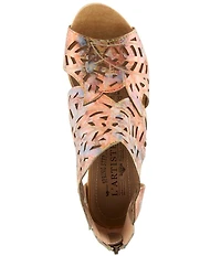 L'ARTISTE Icon-Met Hand-Painted Metallic Laser-Cut Leather Peep Toe Shooties