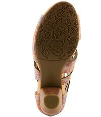 L'ARTISTE Icon-Met Hand-Painted Metallic Laser-Cut Leather Peep Toe Shooties