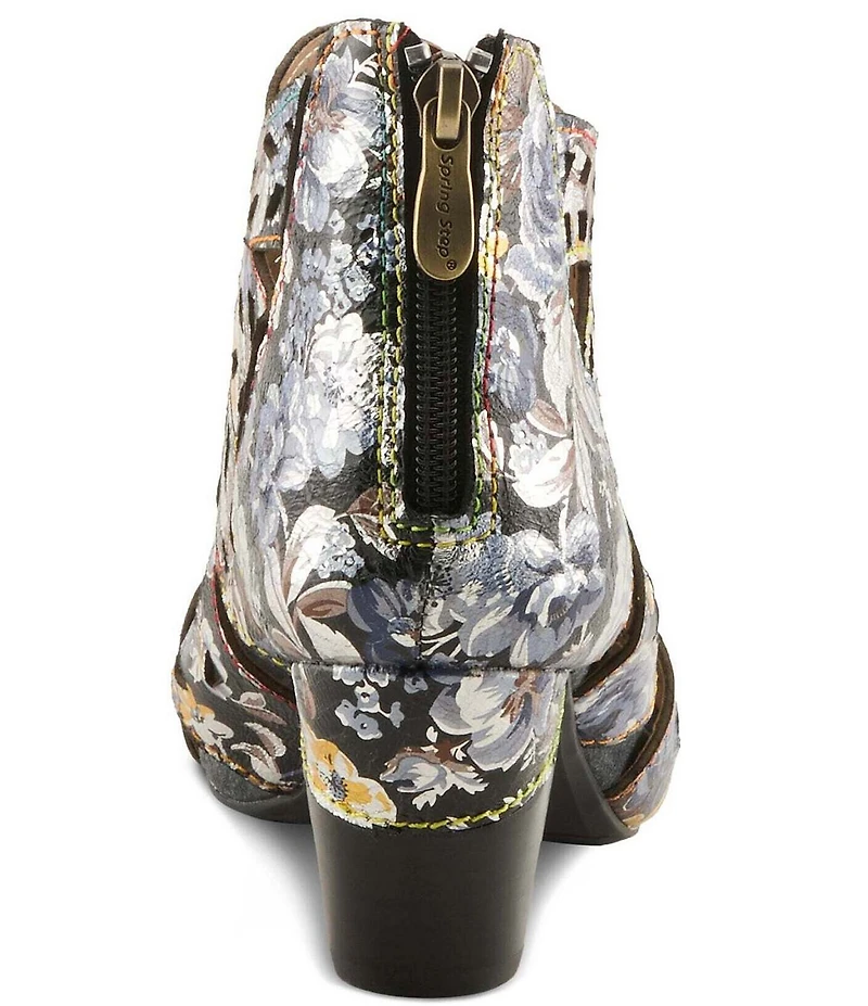 L'ARTISTE Icon-Met Hand-Painted Metallic Laser-Cut Leather Peep Toe Shooties