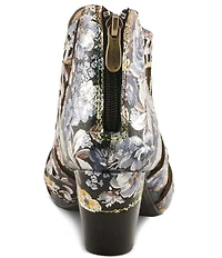 L'ARTISTE Icon-Met Hand-Painted Metallic Laser-Cut Leather Peep Toe Shooties