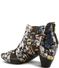 L'ARTISTE Icon-Met Hand-Painted Metallic Laser-Cut Leather Peep Toe Shooties
