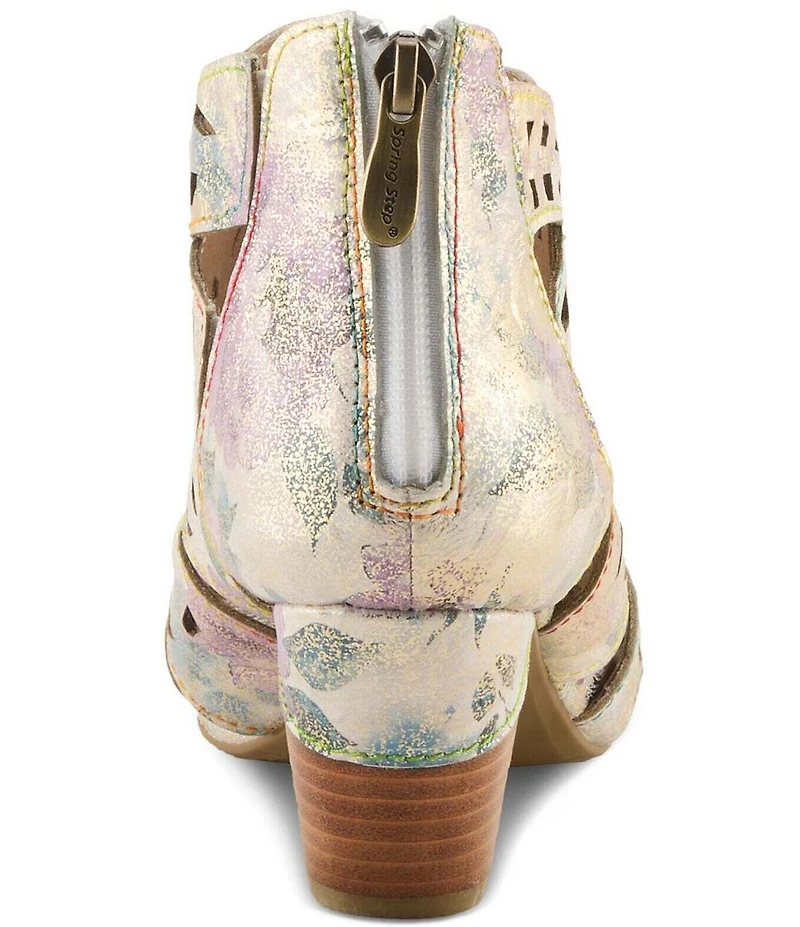 L'ARTISTE Icon-Met Hand-Painted Metallic Laser-Cut Leather Peep Toe Shooties