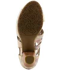 L'ARTISTE Icon-Met Hand-Painted Metallic Laser-Cut Leather Peep Toe Shooties