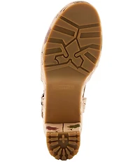 L'ARTISTE Jawdrop Leather Floral Platform Block Heel Sandals