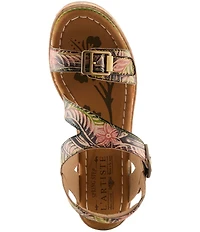 L'ARTISTE Jess Floral Embossed Leather Platform Block Heel Sandals